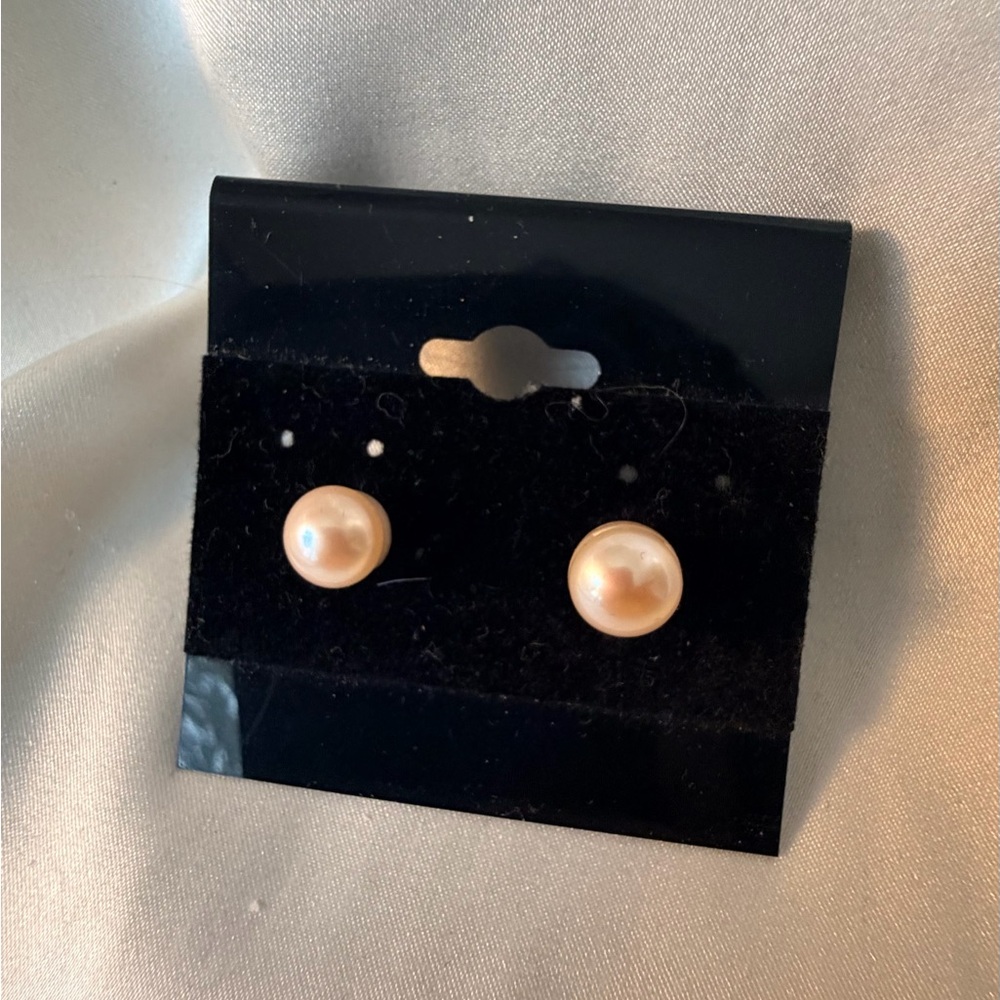 Elegant Peach Pearl Stud Earrings